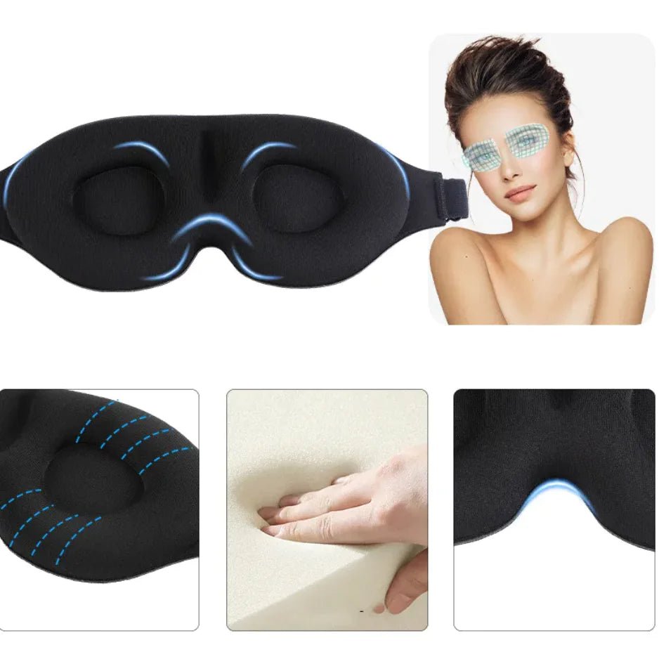 3D Black Sleep Mask - Comfy Simplicity