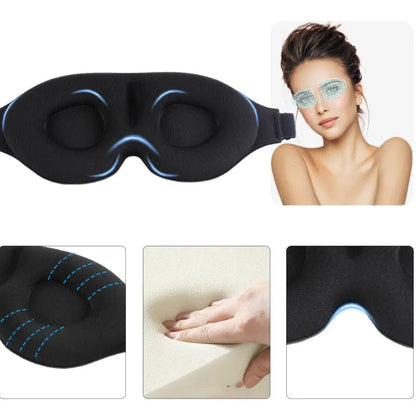 3D Black Sleep Mask - Comfy Simplicity